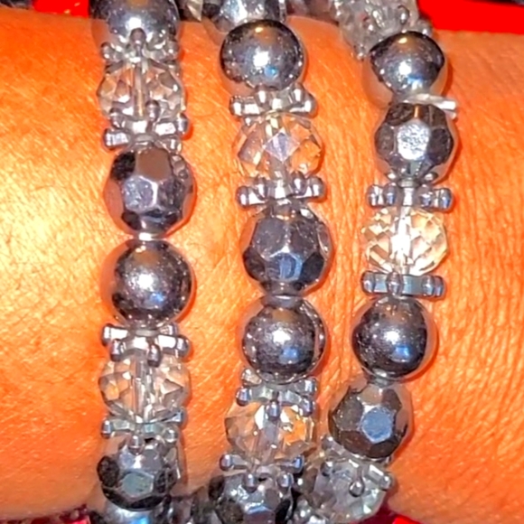 L & L - Black agate druzy beaded stretch bracelet NWOT - Picture 7 of 7